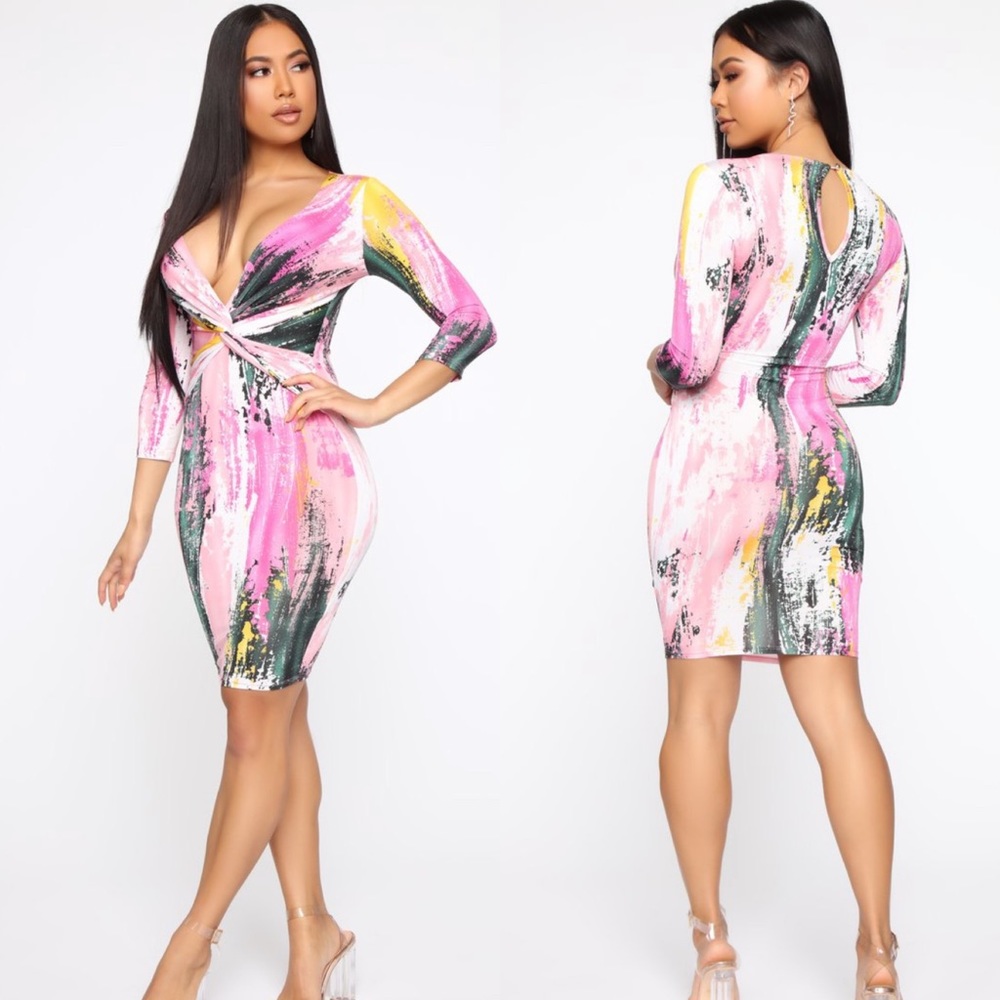 Fashion Nova Multicolor Bodycon Dress